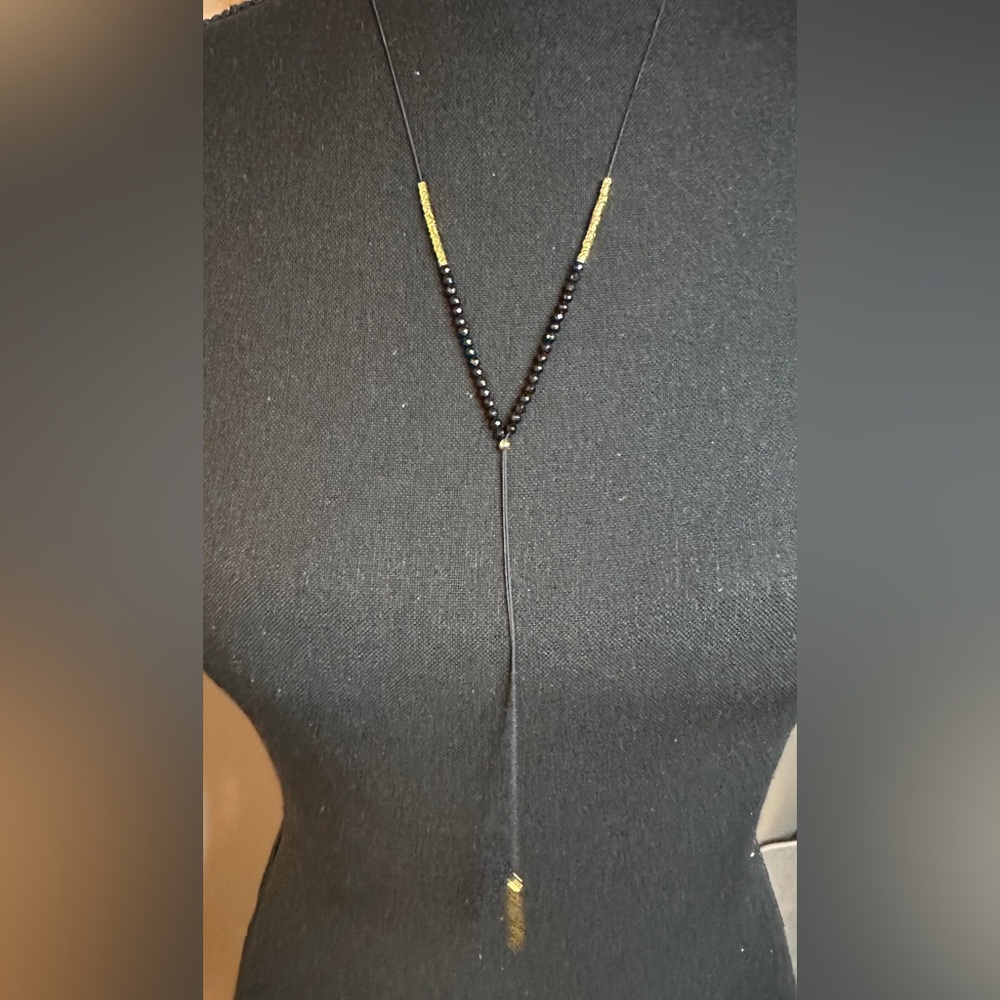 Gorjana Laguna Necklace (EUC; Gold/Onyx)